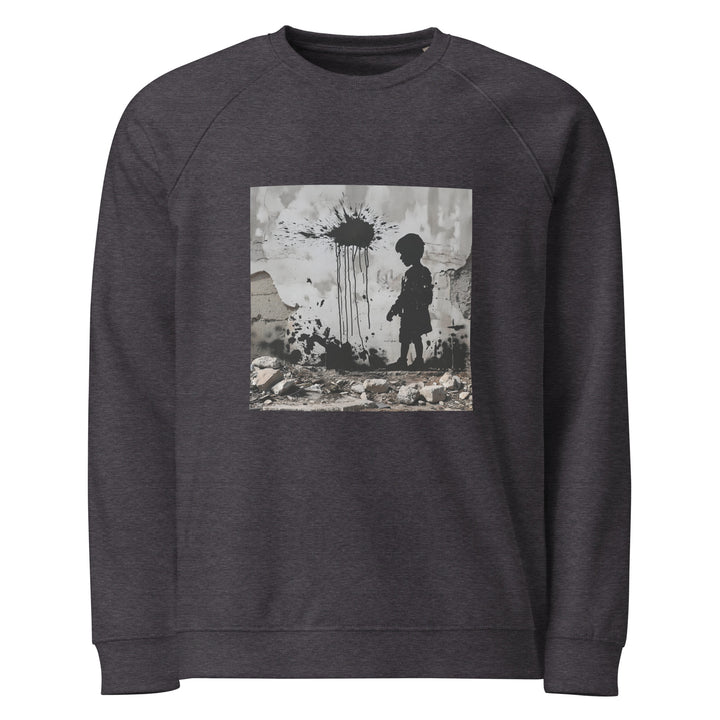 Palestine Wall - Men’s Organic Raglan Sweatshirt, Charcoal Melange