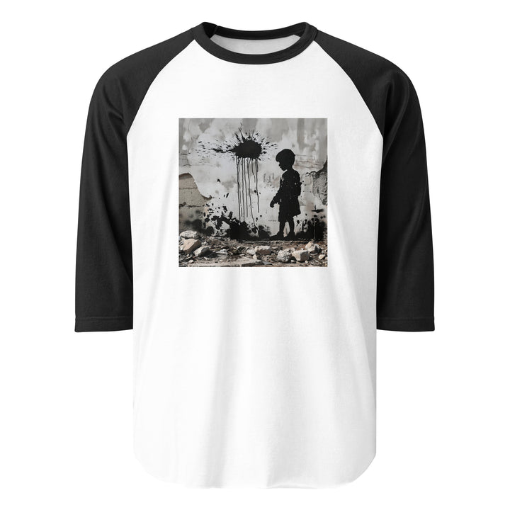 Palestine Wall - Men’s ¾ Sleeve Raglan Shirt, 34 Sleeve Raglan Shirt White Black