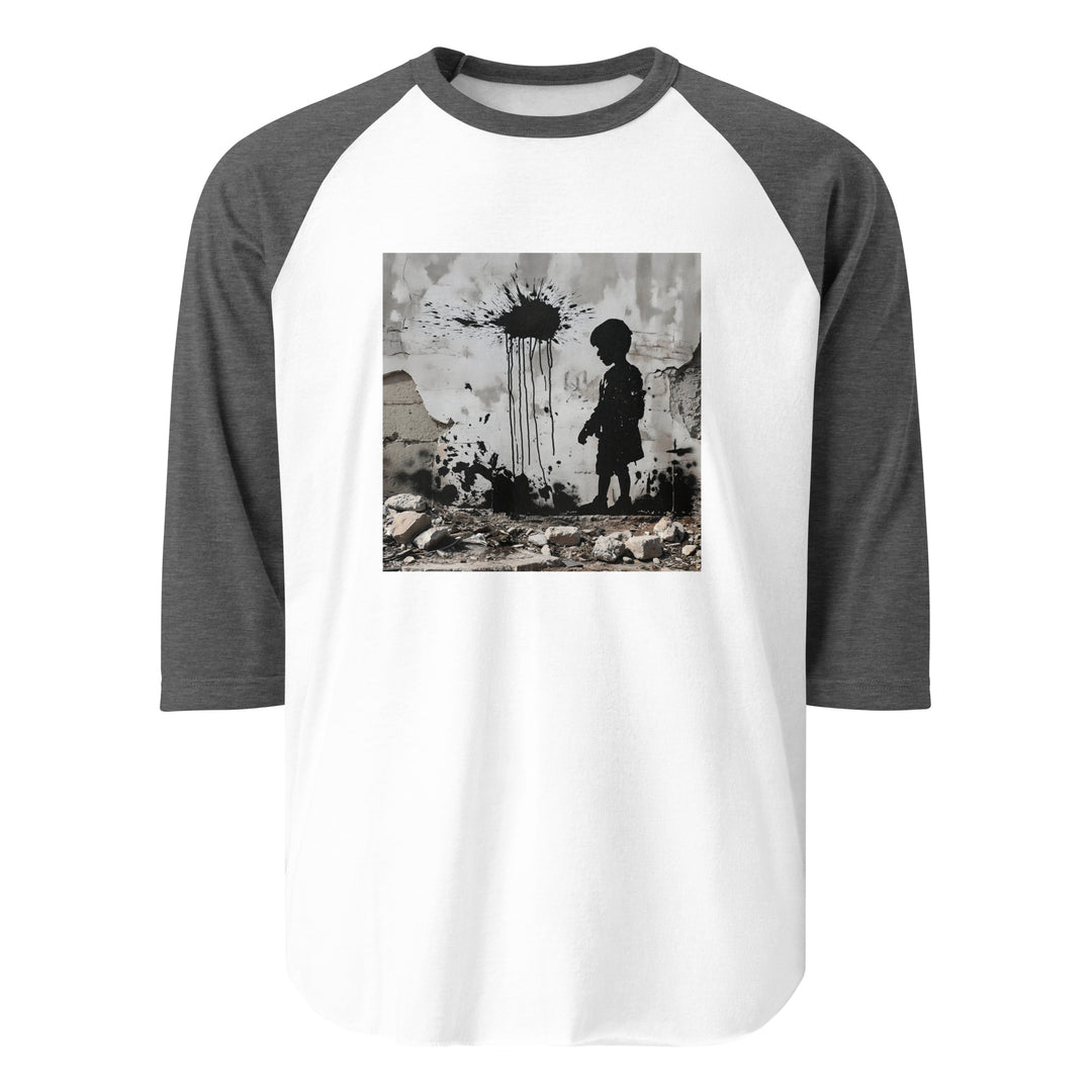 Palestine Wall - Men’s ¾ Sleeve Raglan Shirt, 34 Sleeve Raglan Shirt White Heather Charcoal