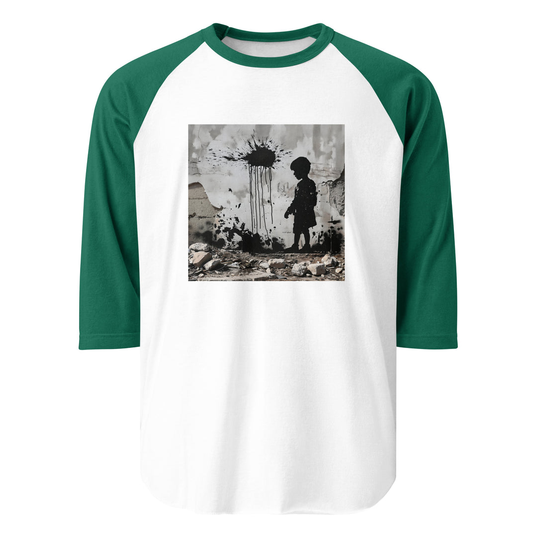 Palestine Wall - Men’s ¾ Sleeve Raglan Shirt, 34 Sleeve Raglan Shirt White Kelly