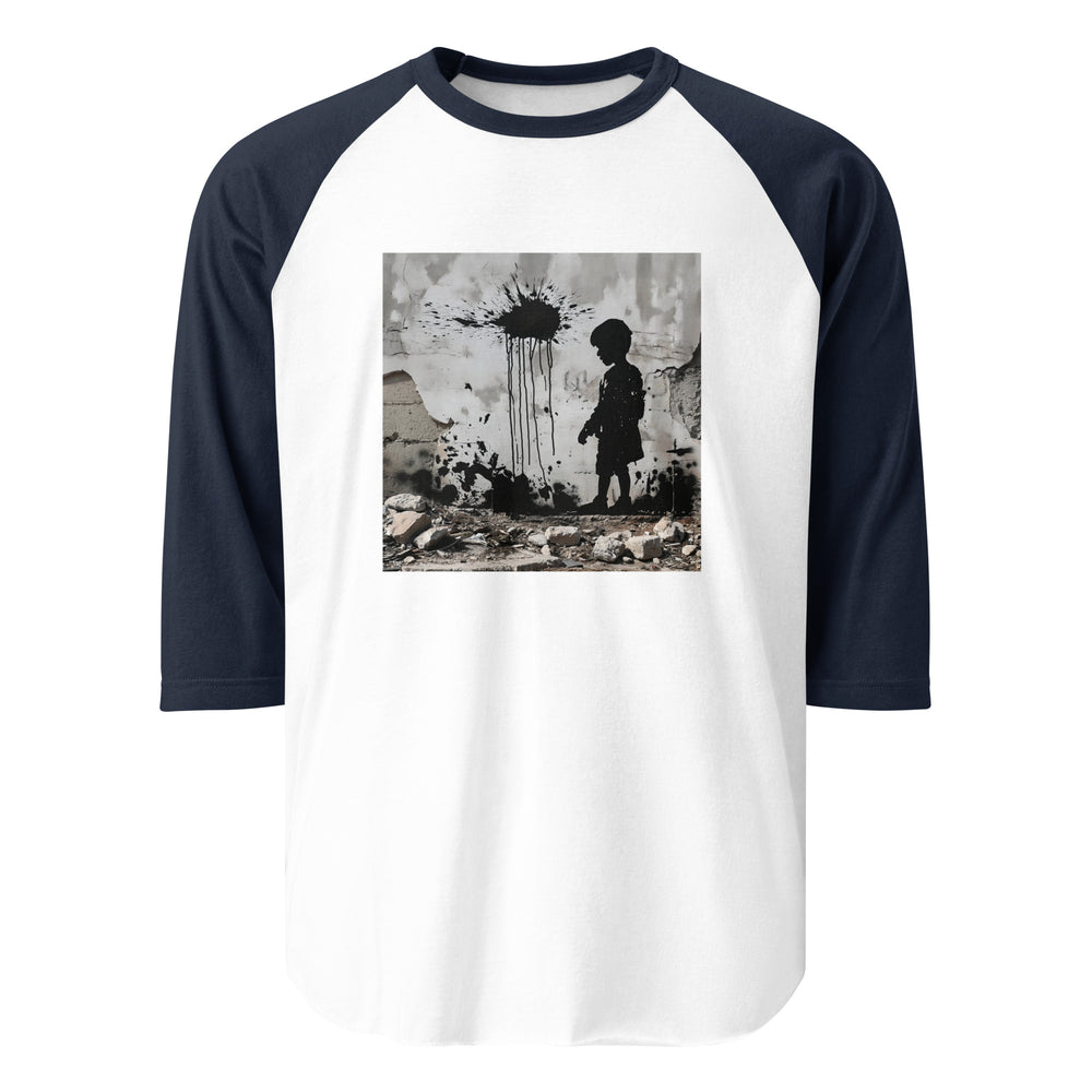 Palestine Wall - Men’s ¾ Sleeve Raglan Shirt, 34 Sleeve Raglan Shirt White Navy