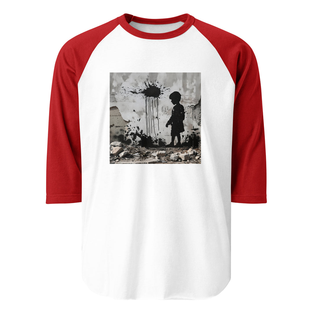 Palestine Wall - Men’s ¾ Sleeve Raglan Shirt, 34 Sleeve Raglan Shirt White Red