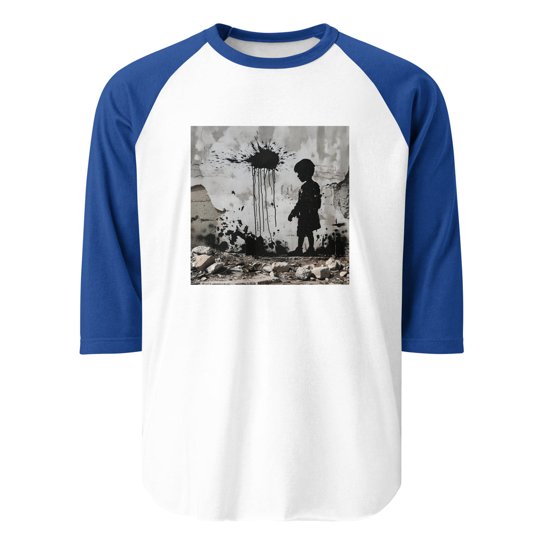Palestine Wall - Men’s ¾ Sleeve Raglan Shirt, 34 Sleeve Raglan Shirt White Royal