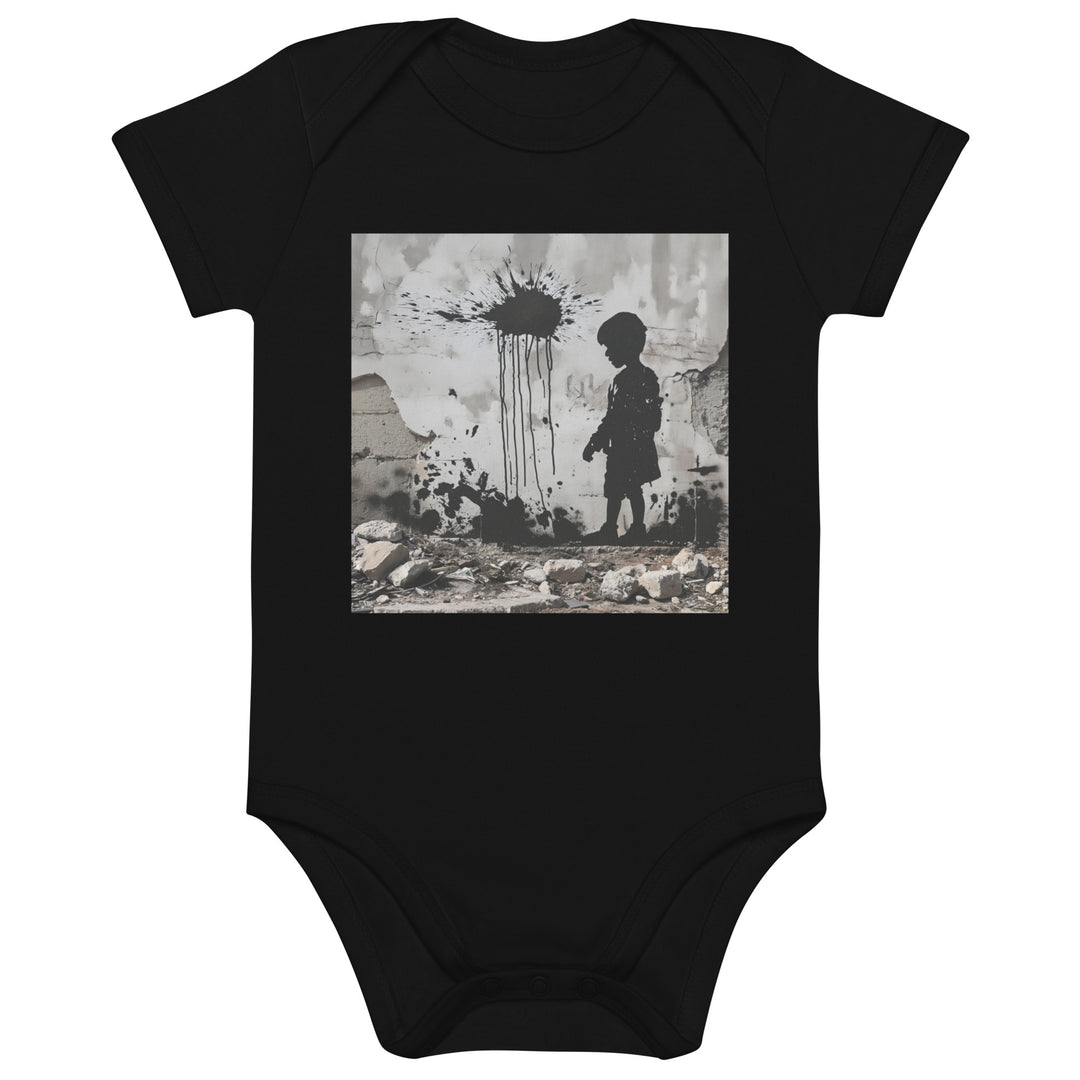 Palestine Wall - Organic Cotton Baby Bodysuit, Cotton Baby Bodysuit Black