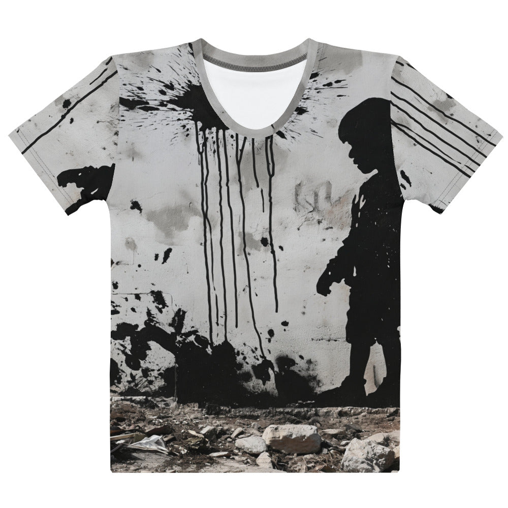 Palestine Wall - Women’s All-Over T-Shirt, Womens Crew Neck T Shirt White