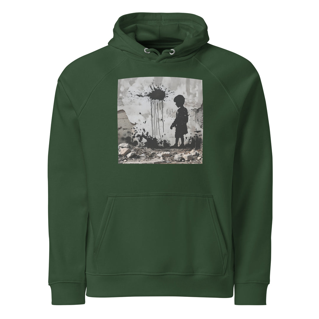 Palestine Wall - Women’s Eco Raglan Hoodie, Eco Raglan Hoodie Bottle Green