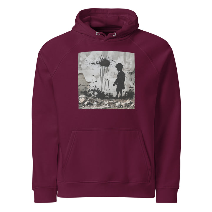 Palestine Wall - Women’s Eco Raglan Hoodie, Eco Raglan Hoodie Burgundy