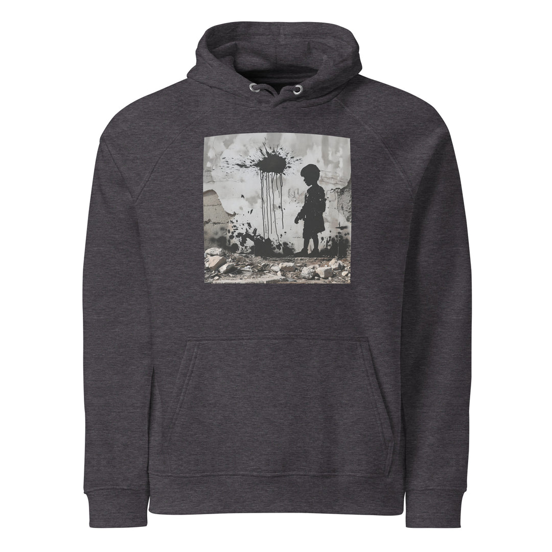 Palestine Wall - Women’s Eco Raglan Hoodie, Eco Raglan Hoodie Charcoal Melange