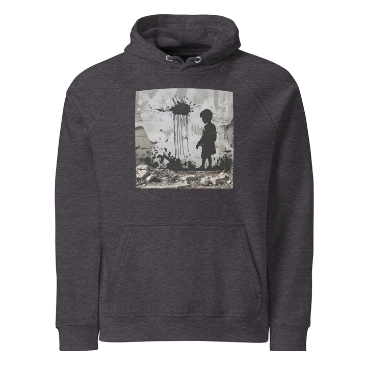 Palestine Wall - Women’s Eco Raglan Hoodie, Eco Raglan Hoodie Charcoal Melange