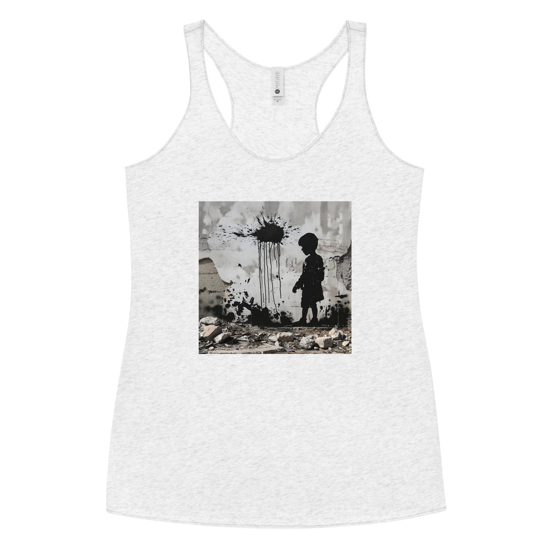 Palestine Wall - Women’s Racerback Tank, Womens Racerback Tank Top Heather White