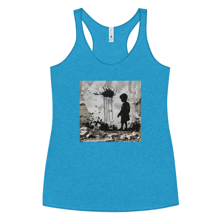 Palestine Wall - Women’s Racerback Tank, Womens Racerback Tank Top Vintage Turquoise