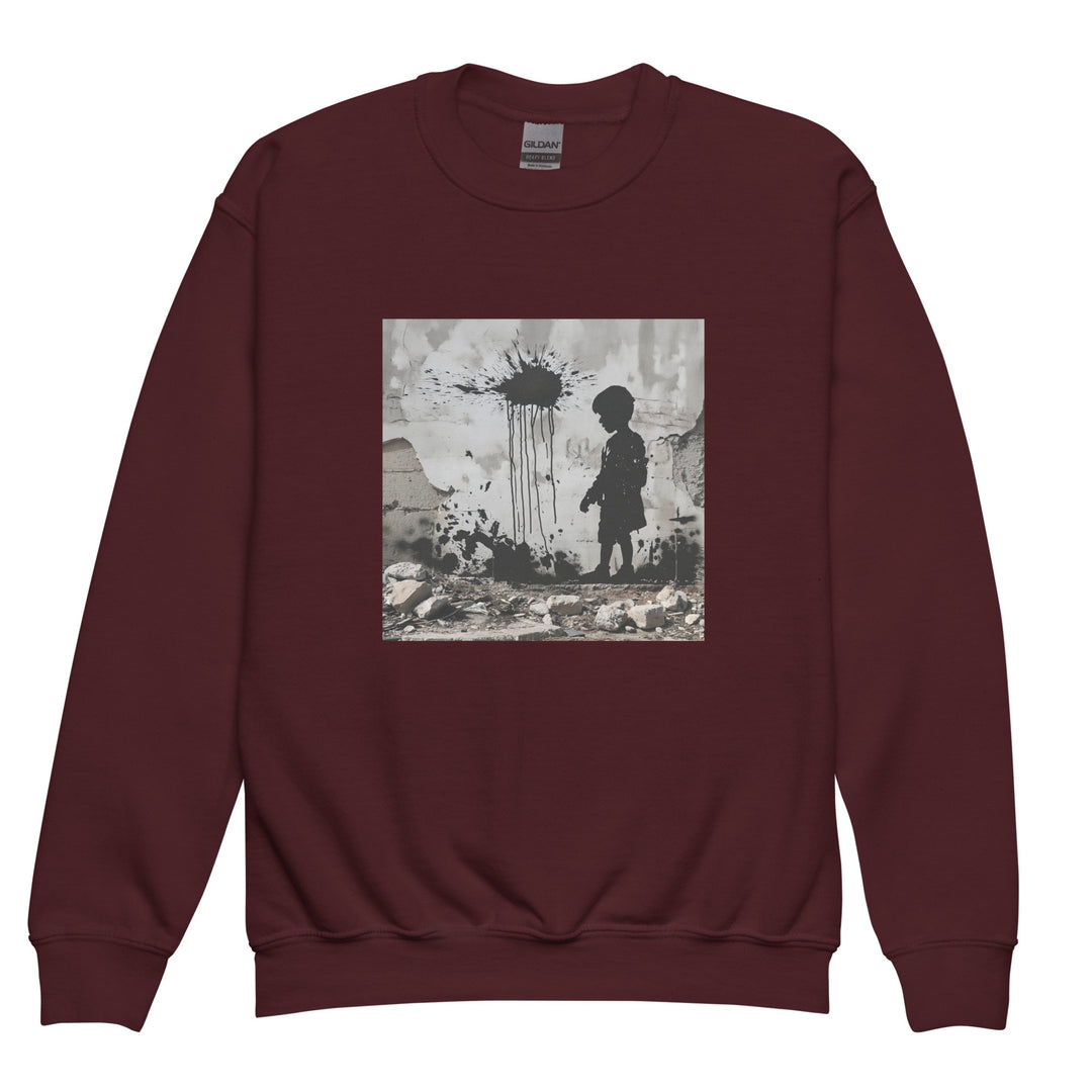 Palestine Wall - Youth Crewneck Sweatshirt, Maroon