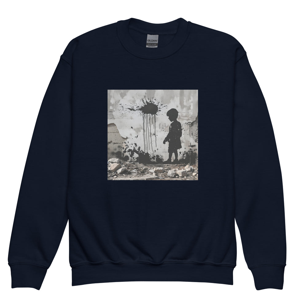 Palestine Wall - Youth Crewneck Sweatshirt, Navy