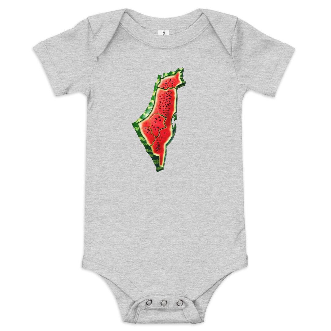 Palestine Watermelon - Baby Short Sleeve One Piece, Heather