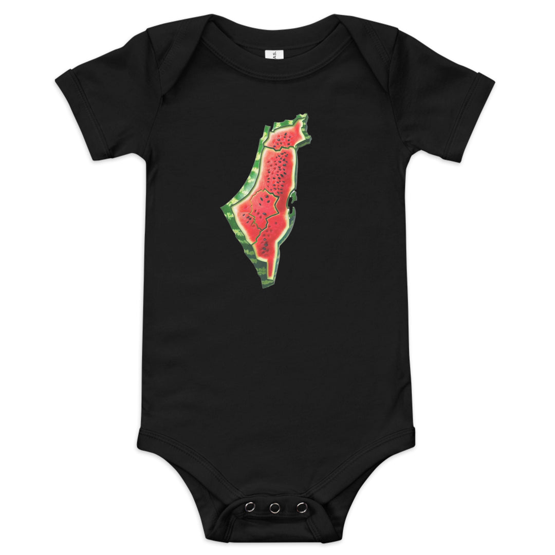 Palestine Watermelon - Baby Short Sleeve One Piece, Black
