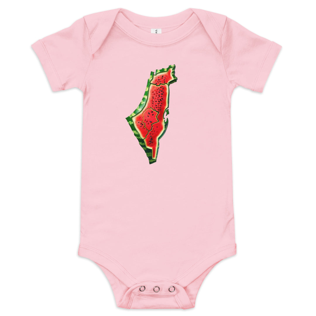 Palestine Watermelon - Baby Short Sleeve One Piece, Pink