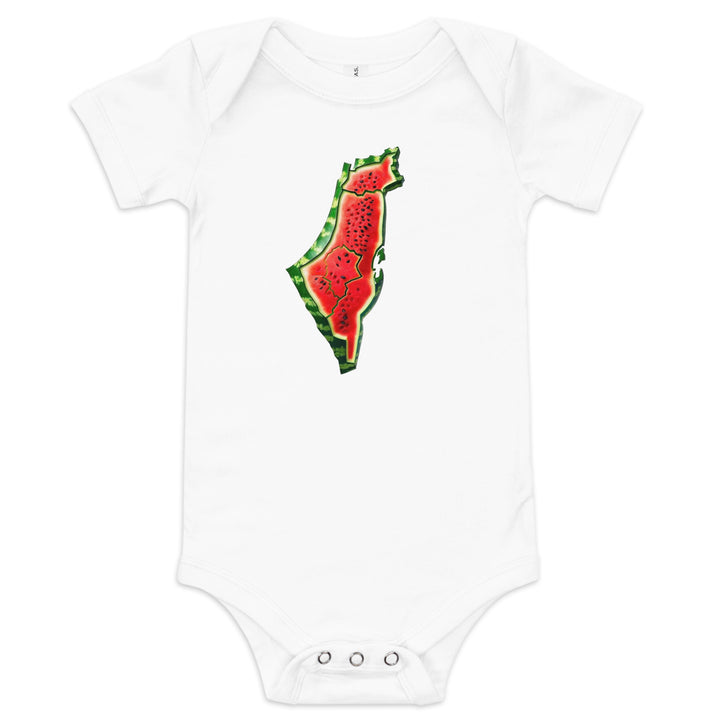Palestine Watermelon - Baby Short Sleeve One Piece, White
