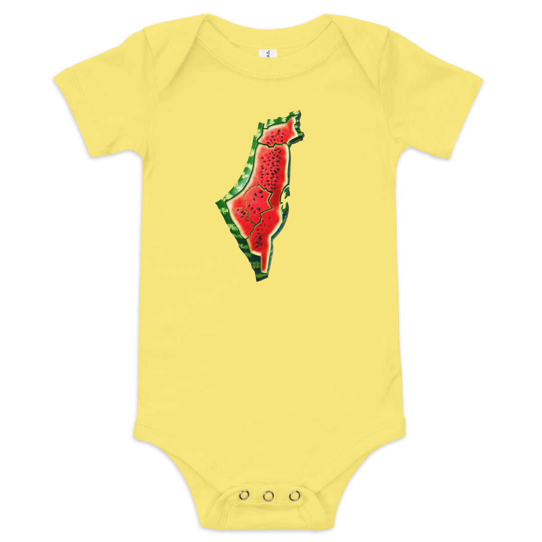 Palestine Watermelon - Baby Short Sleeve One Piece, Yellow