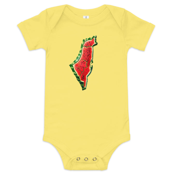 Palestine Watermelon - Baby Short Sleeve One Piece, Yellow