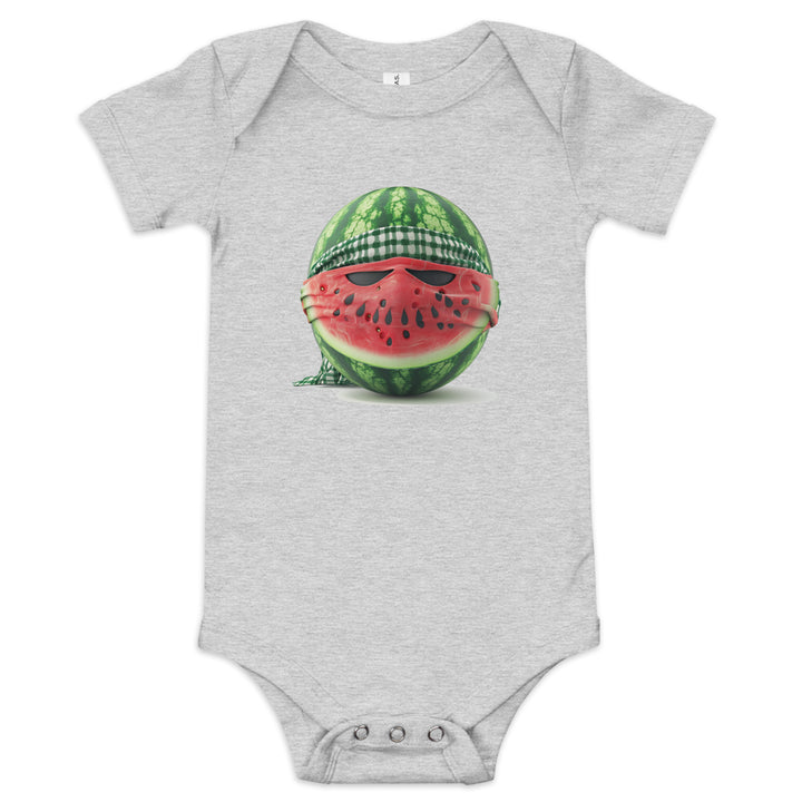 Palestine Watermelon Fighter - Baby Short Sleeve One Piece, Heather