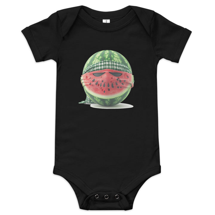 Palestine Watermelon Fighter - Baby Short Sleeve One Piece, Black
