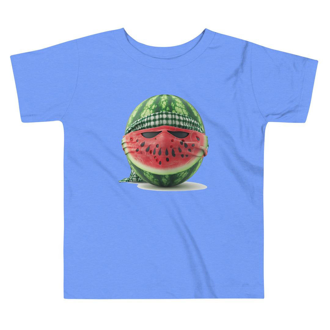 Palestine Watermelon Fighter - Toddler Short Sleeve Tee, Heather Columbia Blue