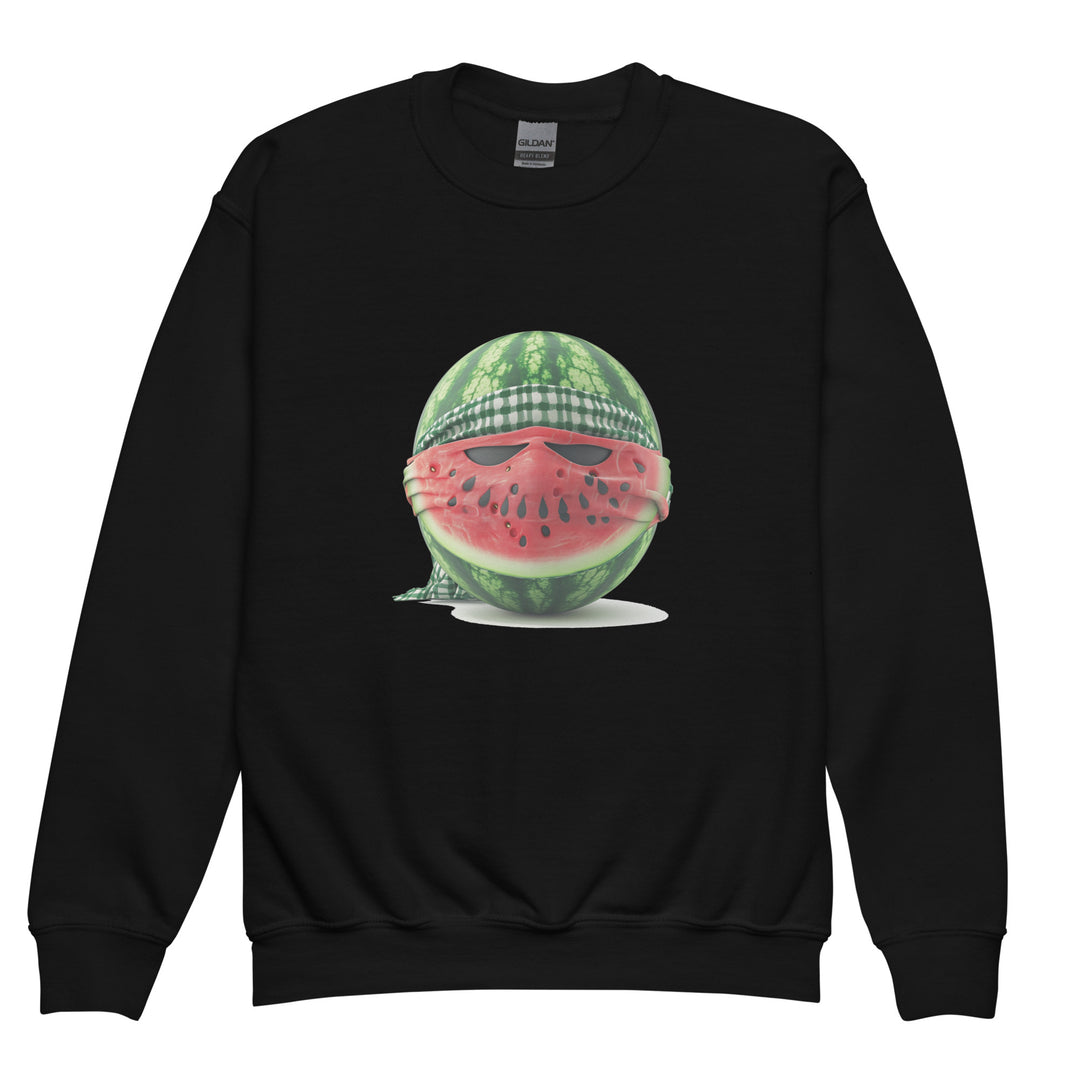Palestine Watermelon Fighter - Youth Crewneck Sweatshirt, Black
