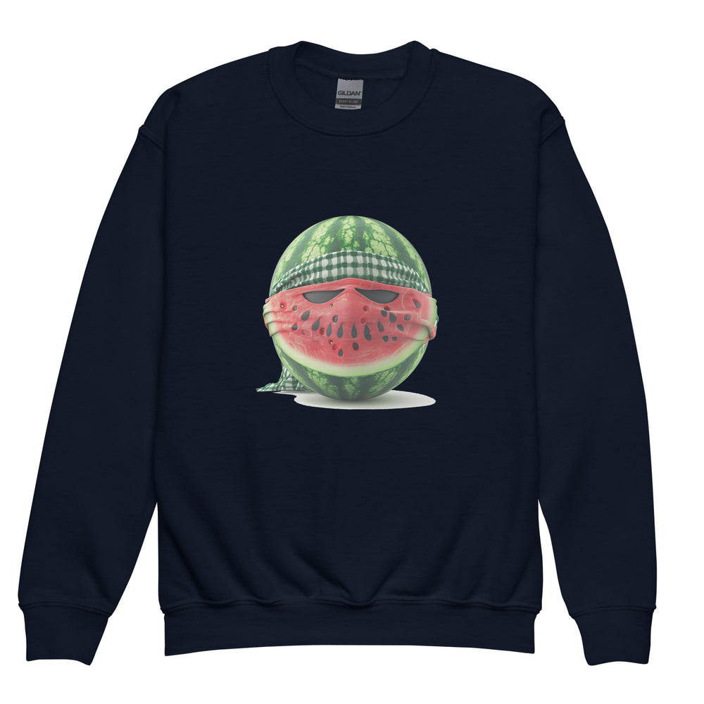 Palestine Watermelon Fighter - Youth Crewneck Sweatshirt, Navy