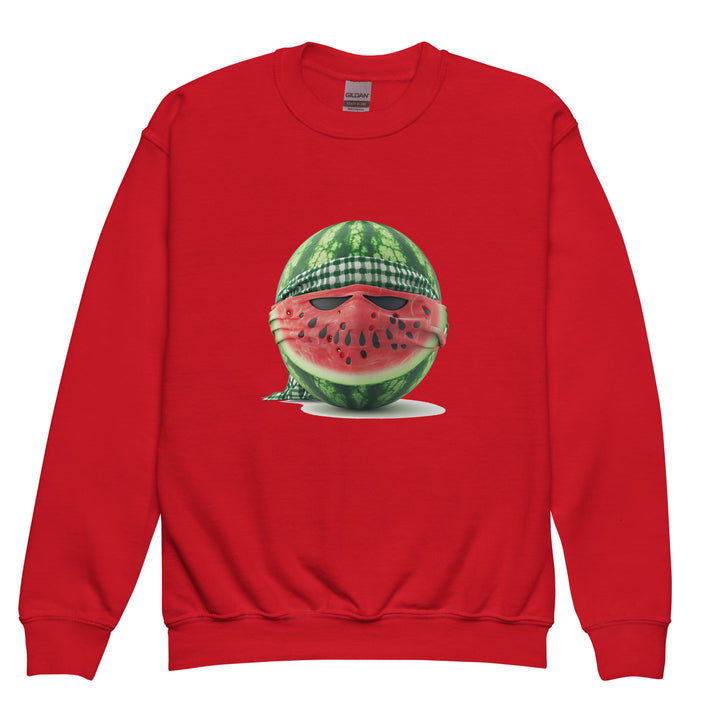 Palestine Watermelon Fighter - Youth Crewneck Sweatshirt, Red