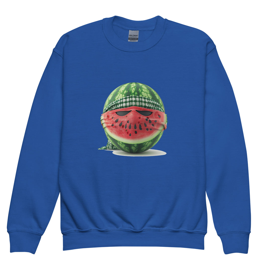 Palestine Watermelon Fighter - Youth Crewneck Sweatshirt, Royal