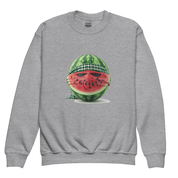 Palestine Watermelon Fighter - Youth Crewneck Sweatshirt, Sport Grey