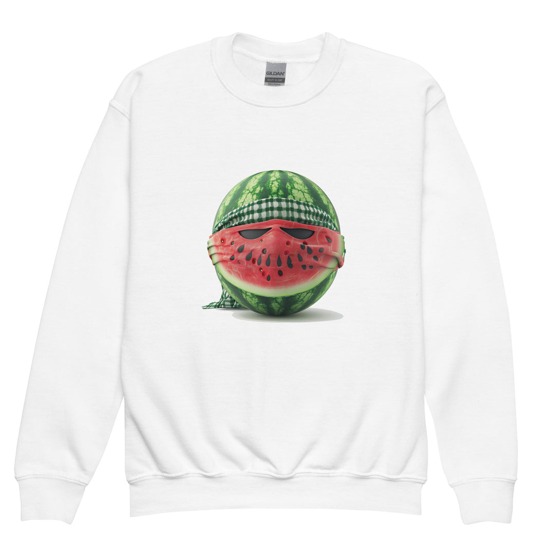 Palestine Watermelon Fighter - Youth Crewneck Sweatshirt, White