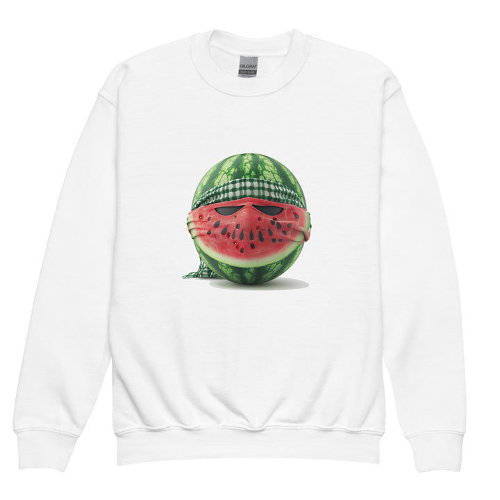 Palestine Watermelon Fighter - Youth Crewneck Sweatshirt, White