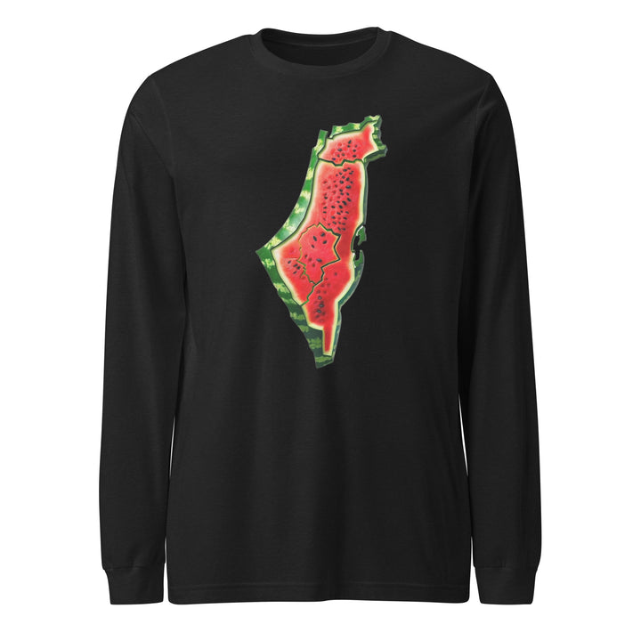 Palestine Watermelon - Men’s Long Sleeve Shirt, Black Heather