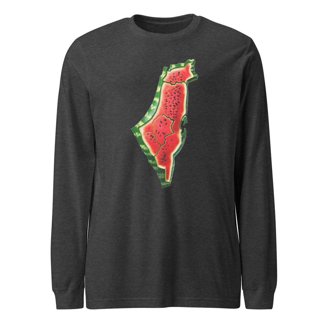 Palestine Watermelon - Men’s Long Sleeve Shirt, Dark Grey Heather