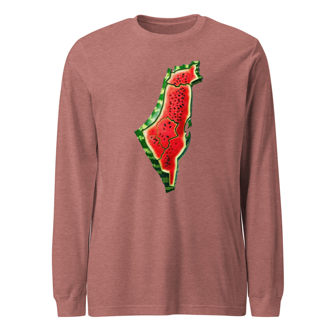 Palestine Watermelon - Men’s Long Sleeve Shirt, Heather Mauve