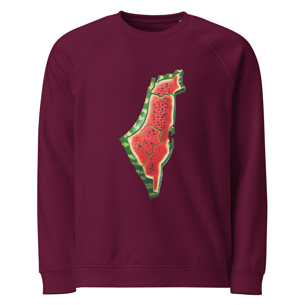 Palestine Watermelon - Men’s Organic Raglan Sweatshirt, Burgundy