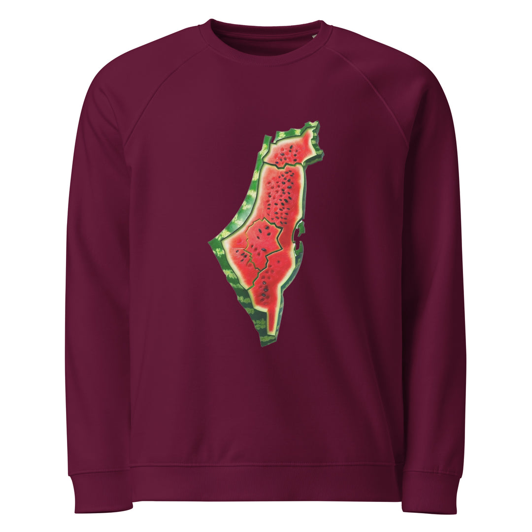Palestine Watermelon - Men’s Organic Raglan Sweatshirt, Burgundy