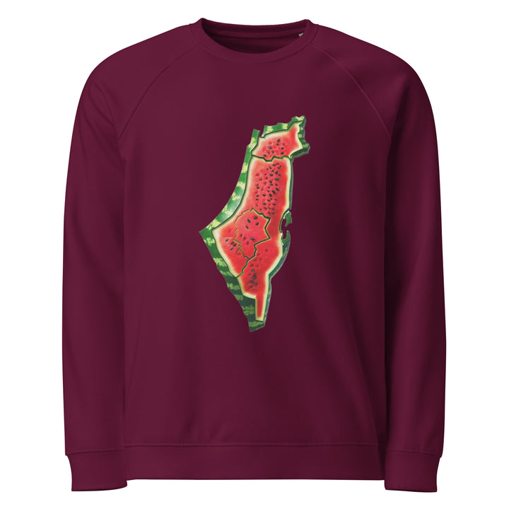 Palestine Watermelon - Men’s Organic Raglan Sweatshirt, Burgundy