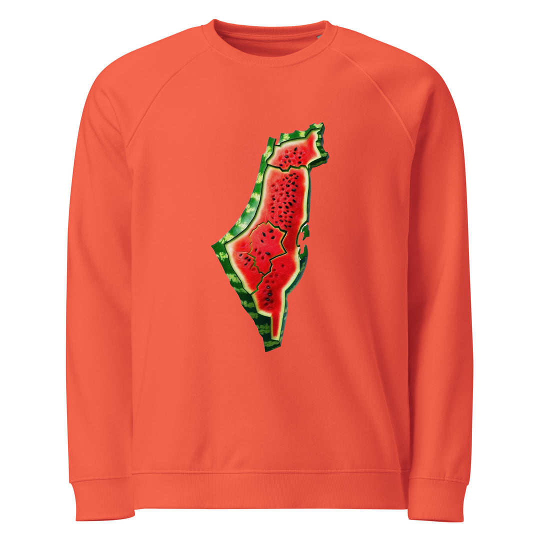 Palestine Watermelon - Men’s Organic Raglan Sweatshirt, Burnt Orange