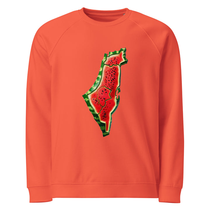 Palestine Watermelon - Men’s Organic Raglan Sweatshirt, Burnt Orange