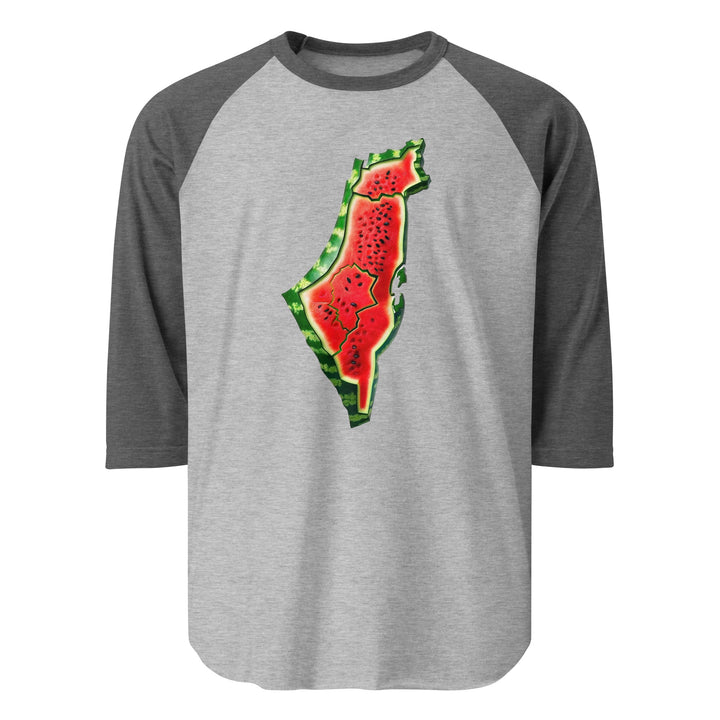Palestine Watermelon - Men’s ¾ Sleeve Raglan Shirt, 34 Sleeve Raglan Shirt Heather Grey Heather Charcoal