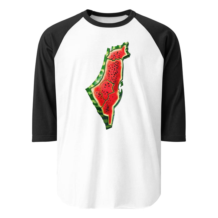 Palestine Watermelon - Men’s ¾ Sleeve Raglan Shirt, 34 Sleeve Raglan Shirt White Black