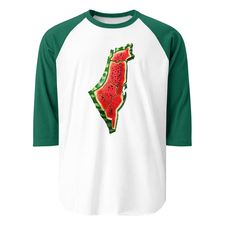 Palestine Watermelon - Men’s ¾ Sleeve Raglan Shirt, 34 Sleeve Raglan Shirt White Kelly