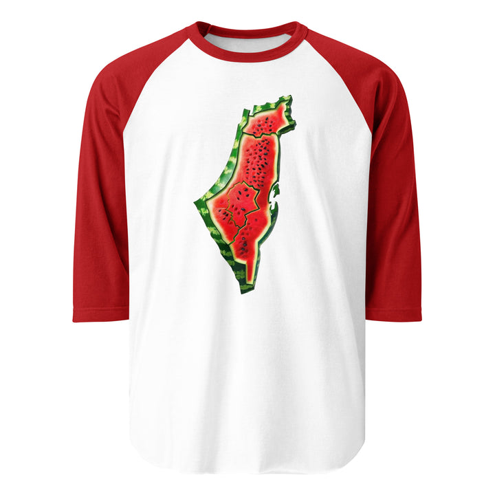 Palestine Watermelon - Men’s ¾ Sleeve Raglan Shirt, 34 Sleeve Raglan Shirt White Red