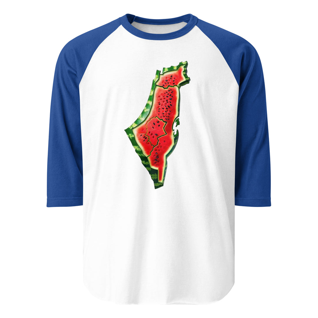 Palestine Watermelon - Men’s ¾ Sleeve Raglan Shirt, 34 Sleeve Raglan Shirt White Royal