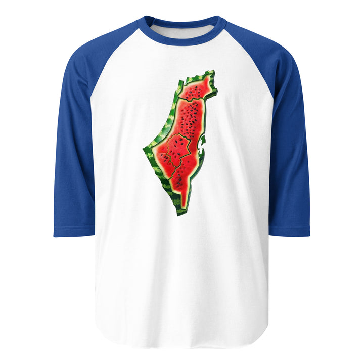 Palestine Watermelon - Men’s ¾ Sleeve Raglan Shirt, 34 Sleeve Raglan Shirt White Royal