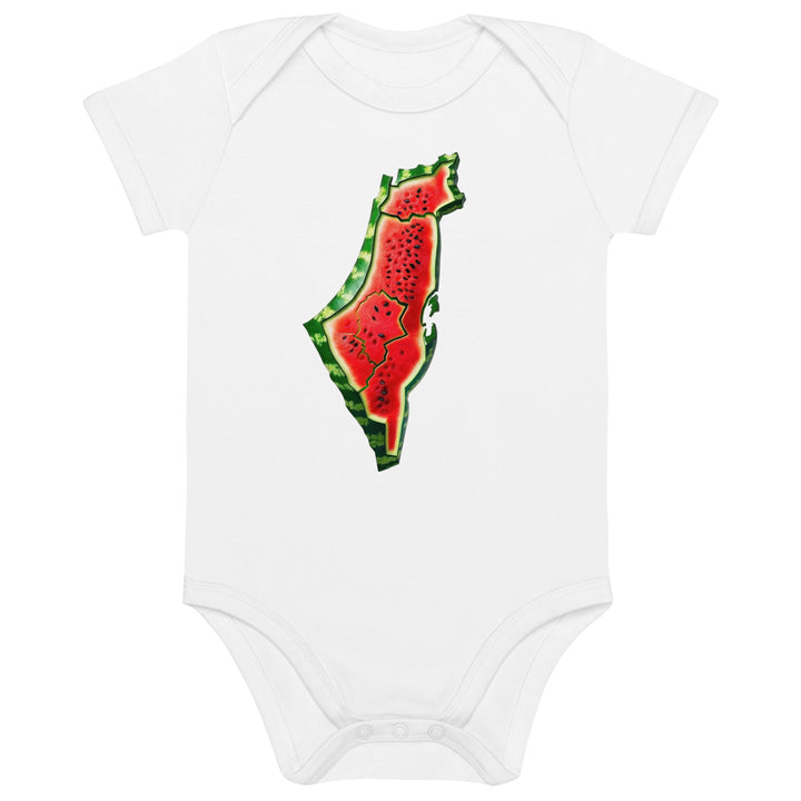 Palestine Watermelon - Organic Cotton Baby Bodysuit, Cotton Baby Bodysuit White