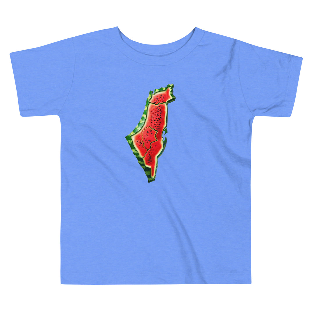 Palestine Watermelon - Toddler Short Sleeve Tee, Heather Columbia Blue