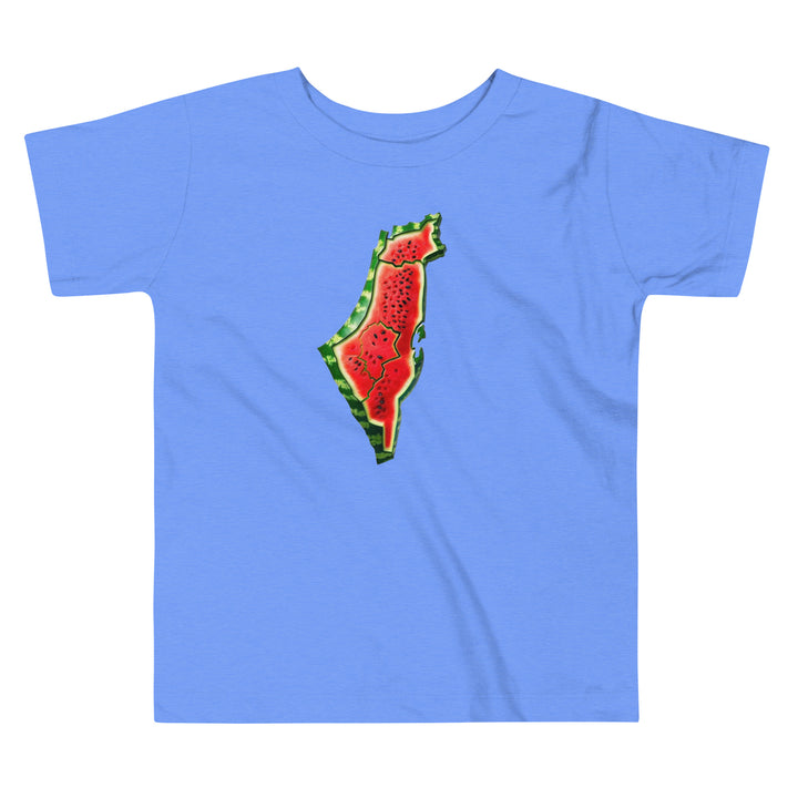 Palestine Watermelon - Toddler Short Sleeve Tee, Heather Columbia Blue